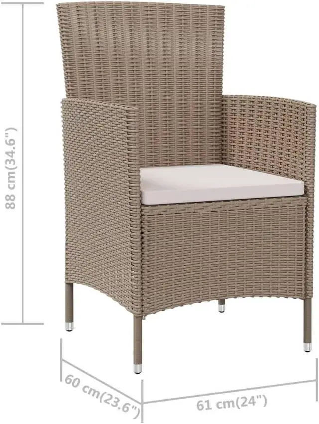 Alt view image 13 of 13 - vidaXL Patio Chairs with Cushions 4 pcs Poly Rattan Beige