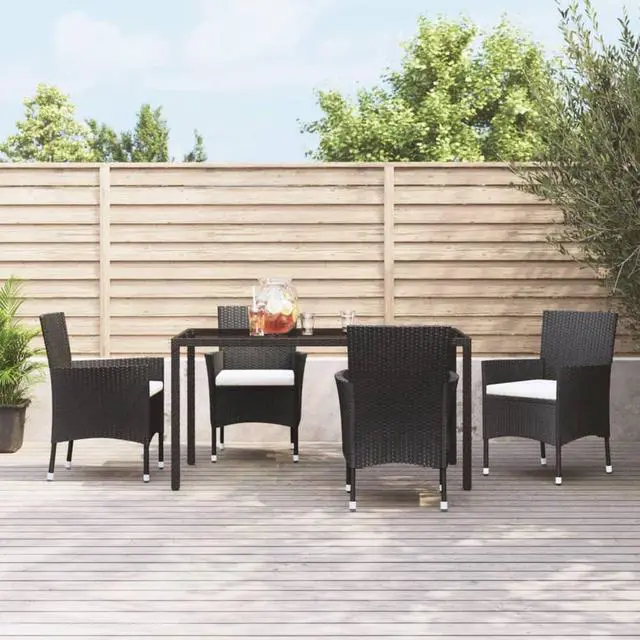 Alt view image 6 of 12 - vidaXL Patio Chairs with Cushions 4 pcs Poly Rattan Black