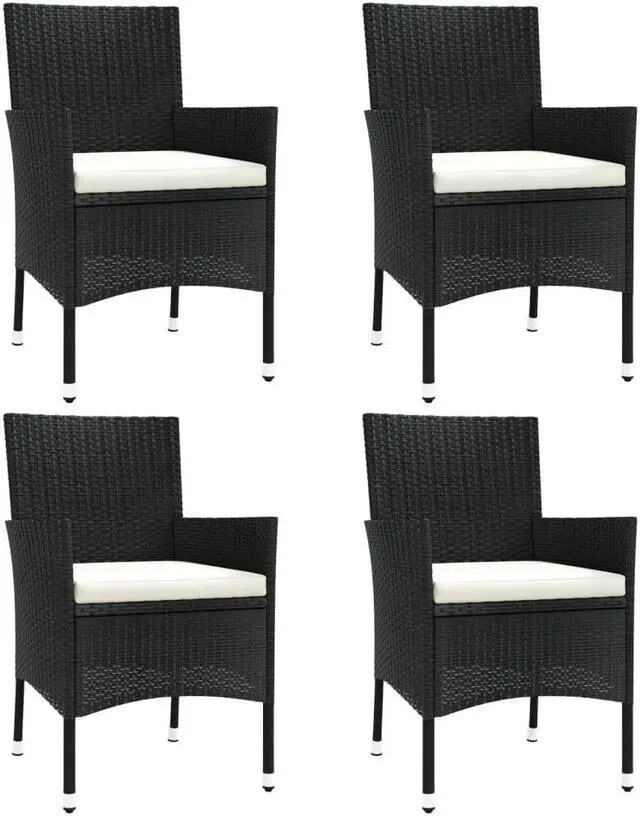 Alt view image 7 of 12 - vidaXL Patio Chairs with Cushions 4 pcs Poly Rattan Black