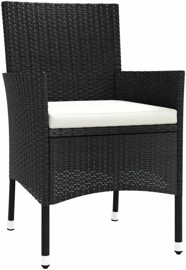 Alt view image 8 of 12 - vidaXL Patio Chairs with Cushions 4 pcs Poly Rattan Black