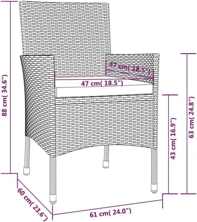 Alt view image 9 of 12 - vidaXL Patio Chairs with Cushions 4 pcs Poly Rattan Black