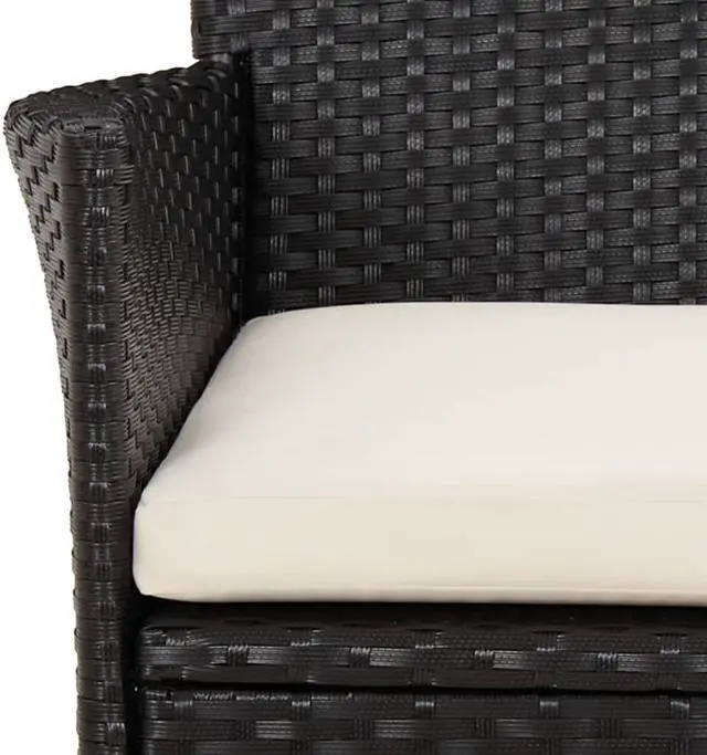 Alt view image 12 of 12 - vidaXL Patio Chairs with Cushions 4 pcs Poly Rattan Black