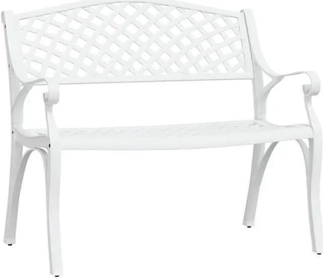Alt view image 12 of 17 - vidaXL Patio Bench 40.2" Cast Aluminum White