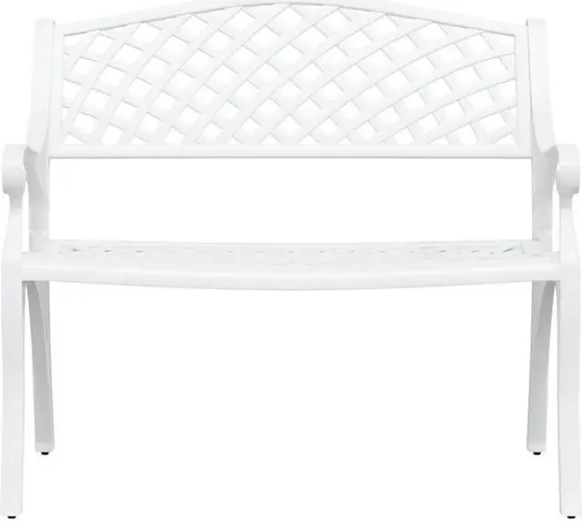 Alt view image 13 of 17 - vidaXL Patio Bench 40.2" Cast Aluminum White