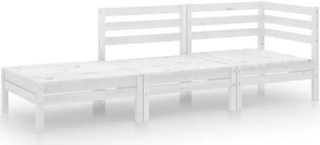 Alt view image 12 of 16 - vidaXL 3 Piece Patio Lounge Set White Solid Pinewood