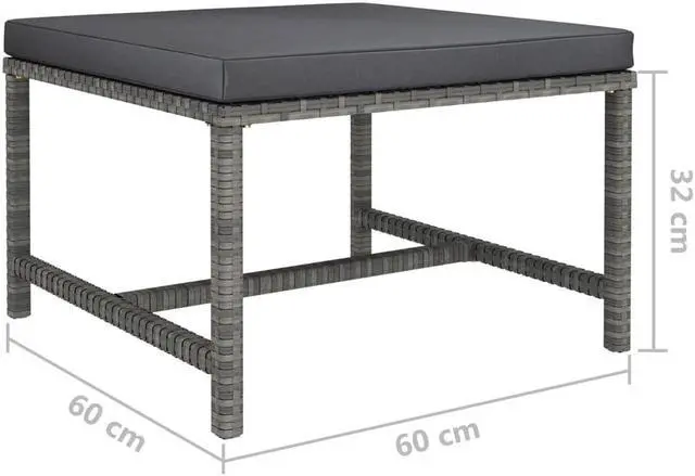 Alt view image 14 of 14 - vidaXL 3 Piece Patio Sofa Set with Cushions Gray Poly Rattan