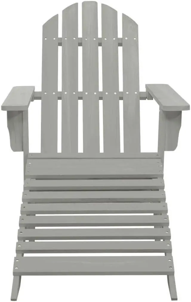 Alt view image 11 of 12 - vidaXL Patio Adirondack Chair with Ottoman&Table Solid Fir Wood Gray