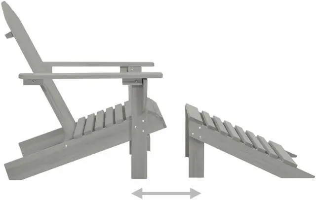 Alt view image 12 of 12 - vidaXL Patio Adirondack Chair with Ottoman&Table Solid Fir Wood Gray