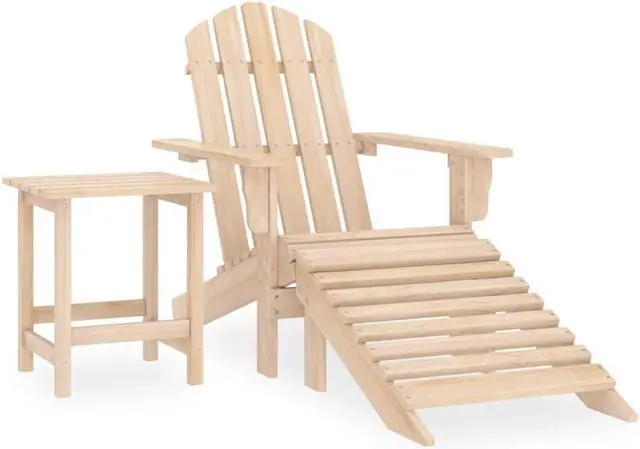 Alt view image 7 of 12 - vidaXL Patio Adirondack Chair with Ottoman and Table Solid Fir Wood
