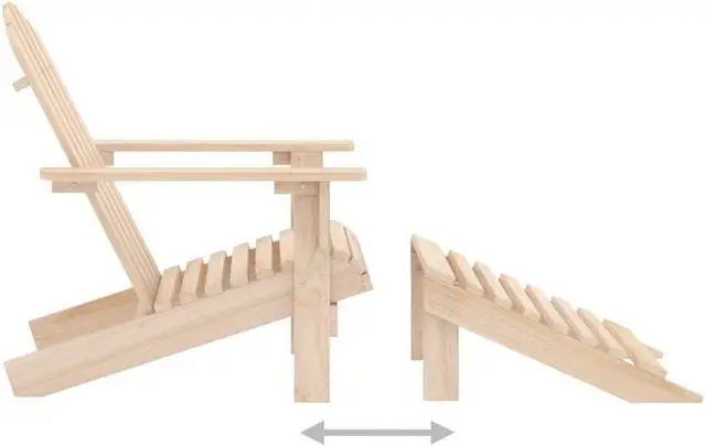 Alt view image 8 of 12 - vidaXL Patio Adirondack Chair with Ottoman and Table Solid Fir Wood