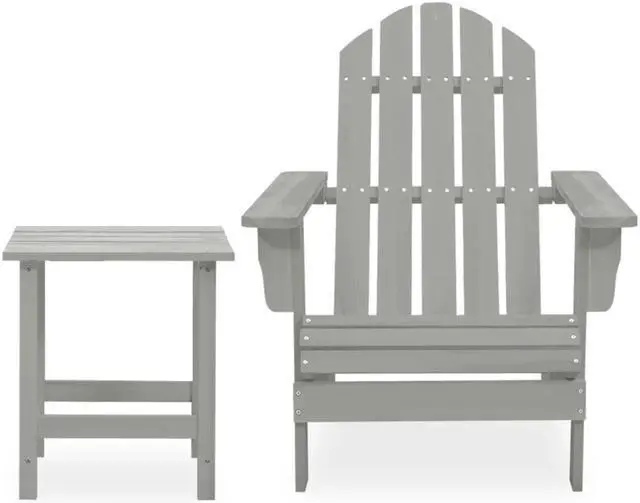 Alt view image 8 of 12 - vidaXL Patio Adirondack Chair with Table Solid Fir Wood Gray
