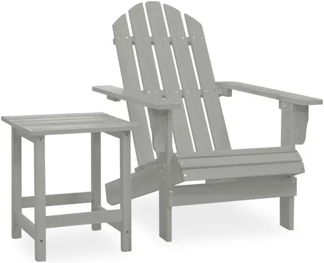 Alt view image 7 of 12 - vidaXL Patio Adirondack Chair with Table Solid Fir Wood Gray