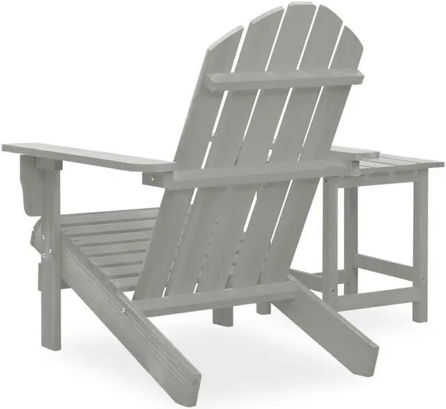 Alt view image 10 of 12 - vidaXL Patio Adirondack Chair with Table Solid Fir Wood Gray