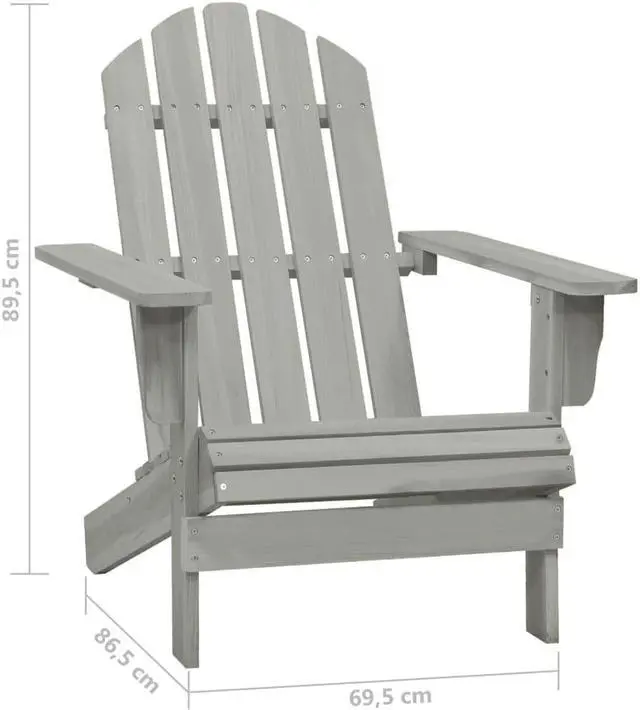 Alt view image 9 of 12 - vidaXL Patio Adirondack Chair with Table Solid Fir Wood Gray