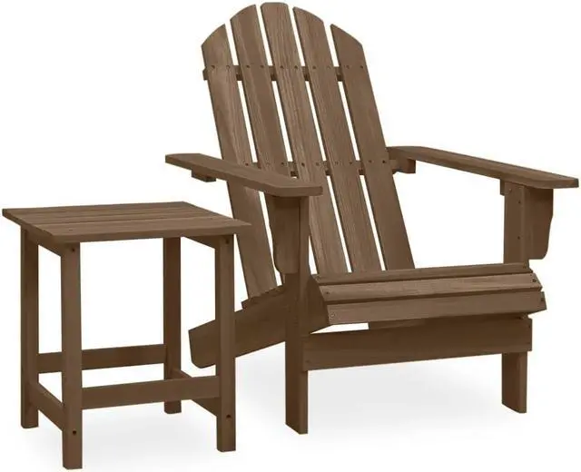 Alt view image 7 of 12 - vidaXL Patio Adirondack Chair with Table Solid Fir Wood Brown