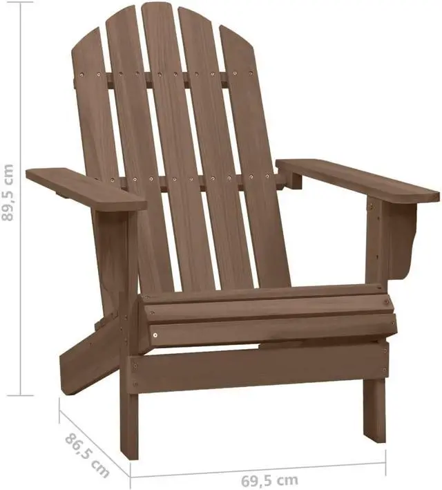 Alt view image 9 of 12 - vidaXL Patio Adirondack Chair with Table Solid Fir Wood Brown