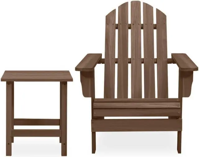 Alt view image 8 of 12 - vidaXL Patio Adirondack Chair with Table Solid Fir Wood Brown