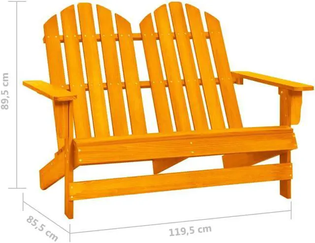 Alt view image 5 of 5 - vidaXL 2-Seater Patio Adirondack Chair Outdoor Furniture Solid Wood Fir Orange