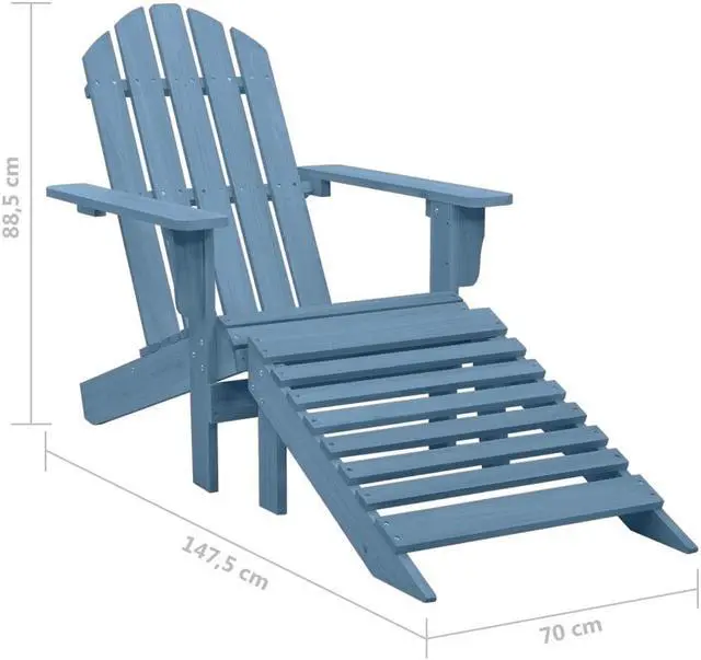 Alt view image 9 of 19 - vidaXL Patio Adirondack Chair with Ottoman Solid Fir Wood Blue