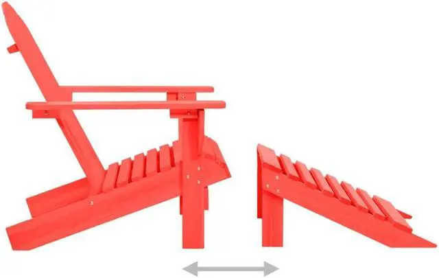 Alt view image 8 of 12 - vidaXL Patio Adirondack Chair with Ottoman Solid Fir Wood Red