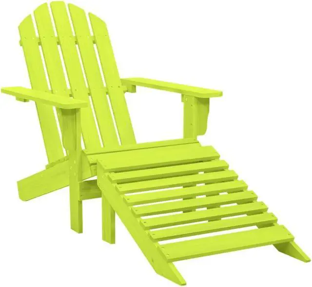 Alt view image 7 of 12 - vidaXL Patio Adirondack Chair with Ottoman Solid Fir Wood Green