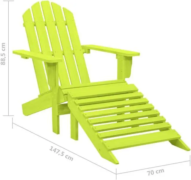 Alt view image 9 of 12 - vidaXL Patio Adirondack Chair with Ottoman Solid Fir Wood Green