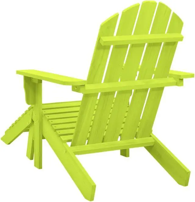Alt view image 10 of 12 - vidaXL Patio Adirondack Chair with Ottoman Solid Fir Wood Green