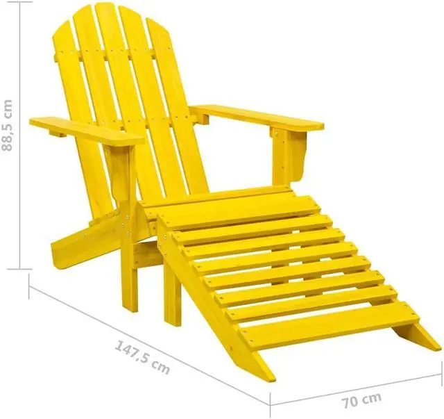 Alt view image 9 of 12 - vidaXL Patio Adirondack Chair with Ottoman Solid Fir Wood Yellow
