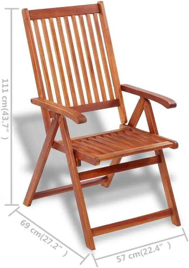 Alt view image 10 of 14 - vidaXL Folding Garden Chairs 2 pcs Solid Acacia Wood Brown