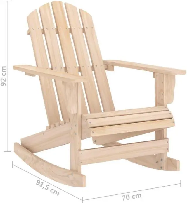 Alt view image 9 of 11 - vidaXL Patio Adirondack Rocking Chair Solid Fir Wood