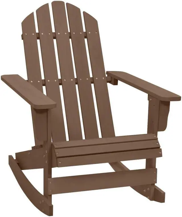 Alt view image 12 of 15 - vidaXL Adirondack Rocking Chair Porch Rocker Outdoor Patio Chair Wood Brown