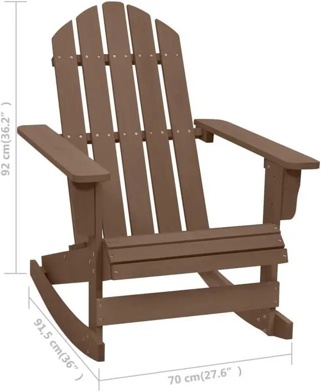 Alt view image 15 of 15 - vidaXL Adirondack Rocking Chair Porch Rocker Outdoor Patio Chair Wood Brown