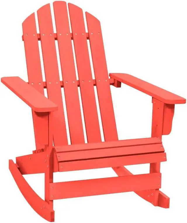 Alt view image 7 of 11 - vidaXL Patio Rocking Adirondack Chair Solid Fir Wood Red