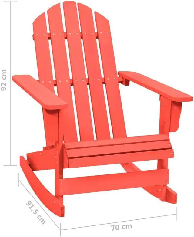 Alt view image 9 of 11 - vidaXL Patio Rocking Adirondack Chair Solid Fir Wood Red