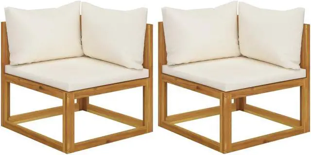 Alt view image 7 of 12 - vidaXL Sectional Corner Sofas 2 pcs with Cushions Cream White