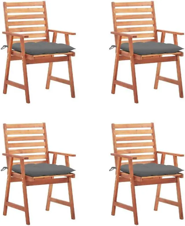 Main image of vidaXL Patio Dining Chairs 4 Pcs Outdoor Chair with Cushions Solid Wood Acacia