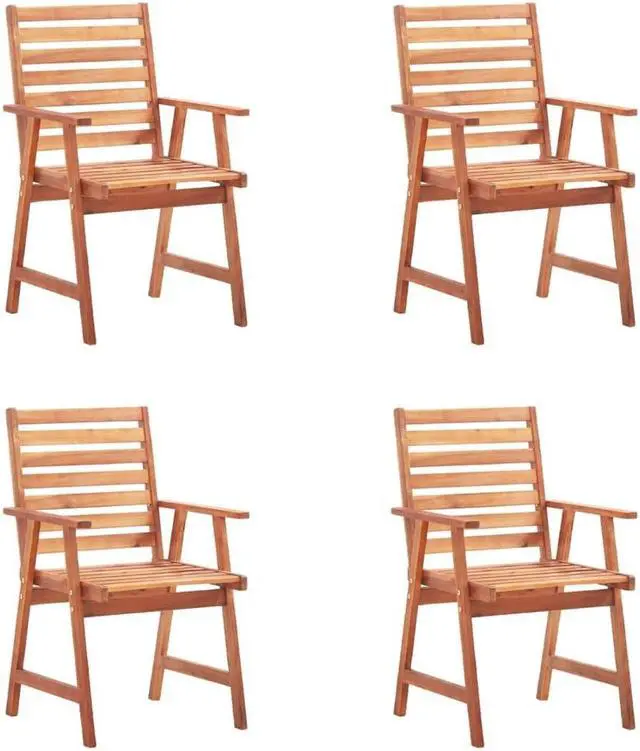 Alt view image 2 of 5 - vidaXL Patio Dining Chairs 4 Pcs Outdoor Chair with Cushions Solid Wood Acacia