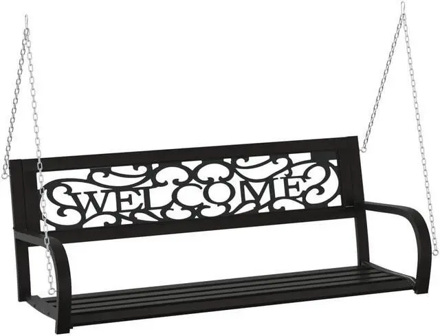 Alt view image 13 of 17 - vidaXL Patio Swing Bench 49.2" Steel and Plastic Black