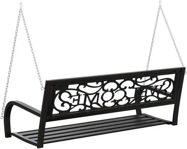 Alt view image 16 of 17 - vidaXL Patio Swing Bench 49.2" Steel and Plastic Black