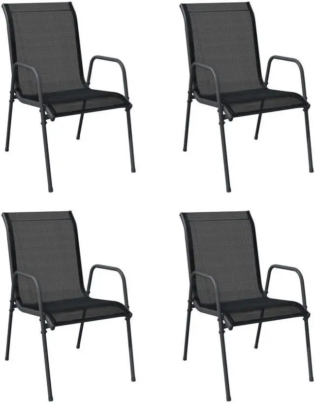 Alt view image 6 of 7 - vidaXL Patio Chairs 4 pcs Steel and Textilene Black