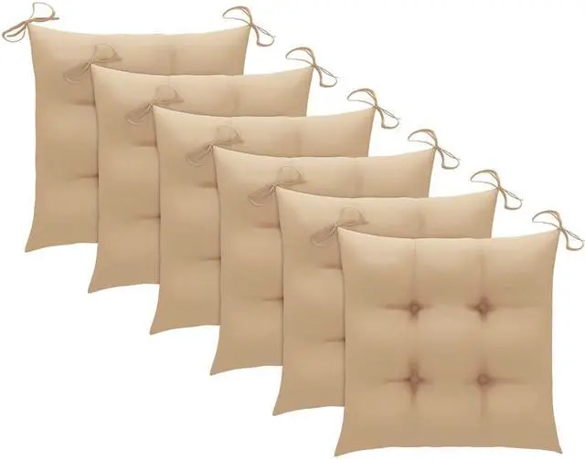 Alt view image 5 of 7 - vidaXL 6x Solid Teak Wood Stacking Patio Chairs with Cushions Garden Seating