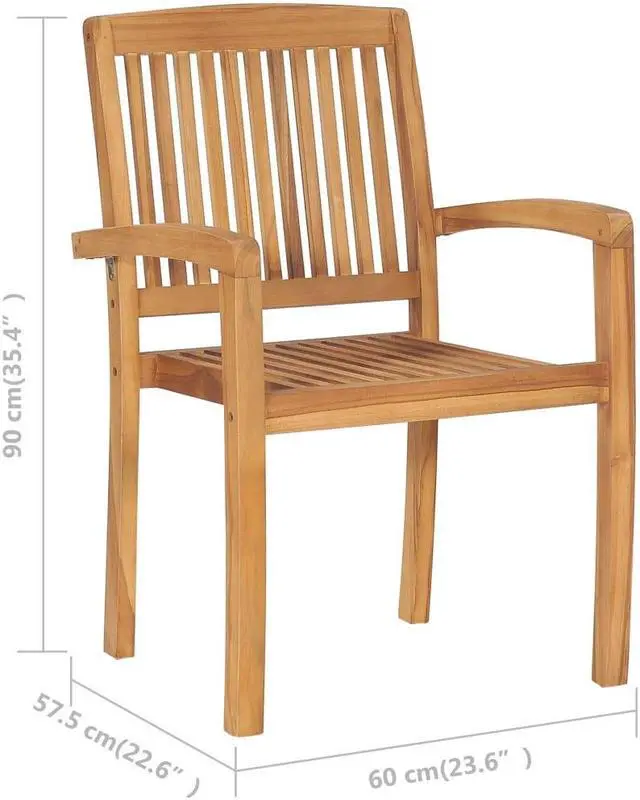 Alt view image 3 of 7 - vidaXL 6x Solid Teak Wood Stacking Patio Chairs with Cushions Garden Seating