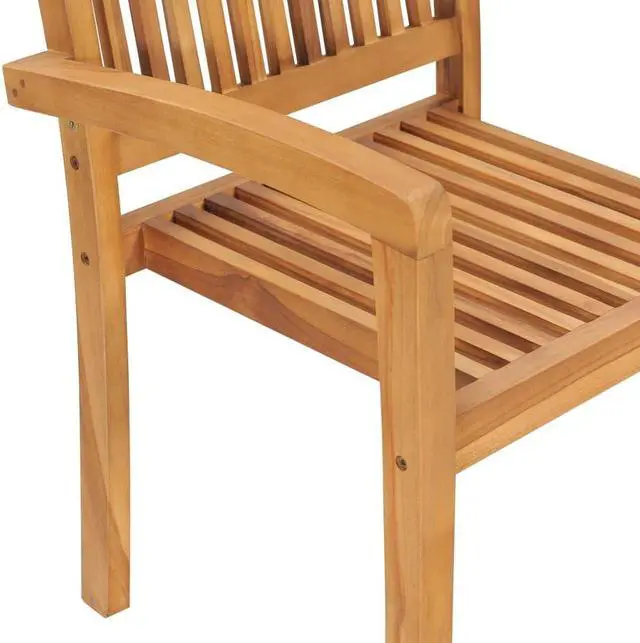 Alt view image 4 of 7 - vidaXL 2x Solid Teak Wood Patio Chairs with Light Blue Cushions Dining Chair