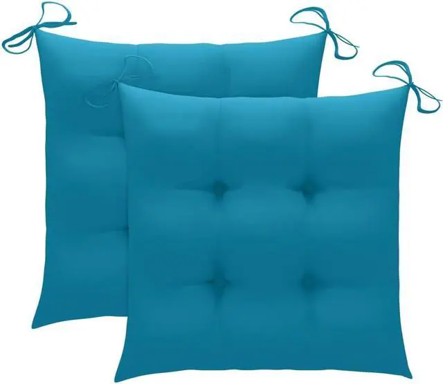 Alt view image 5 of 7 - vidaXL 2x Solid Teak Wood Patio Chairs with Light Blue Cushions Dining Chair