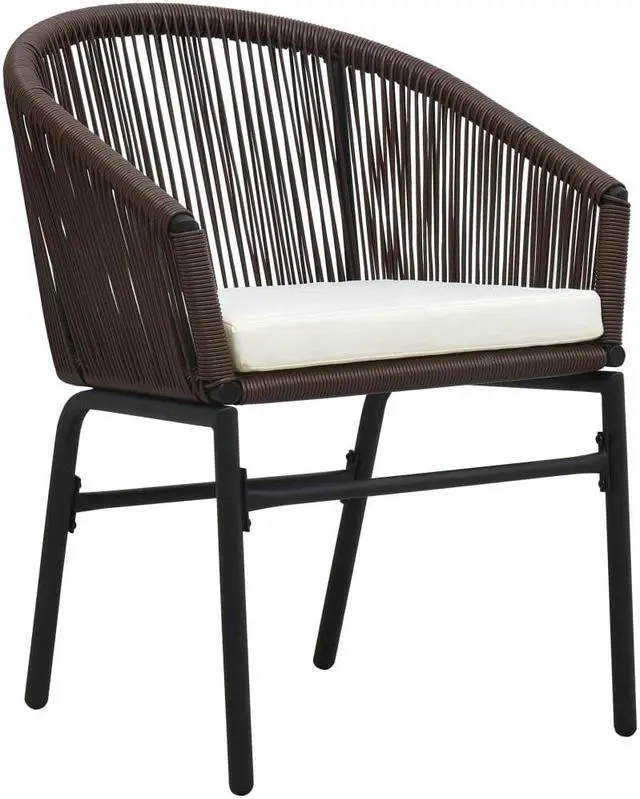 Alt view image 8 of 12 - vidaXL 3 Piece Bistro Set with Cushions PVC Rattan Brown