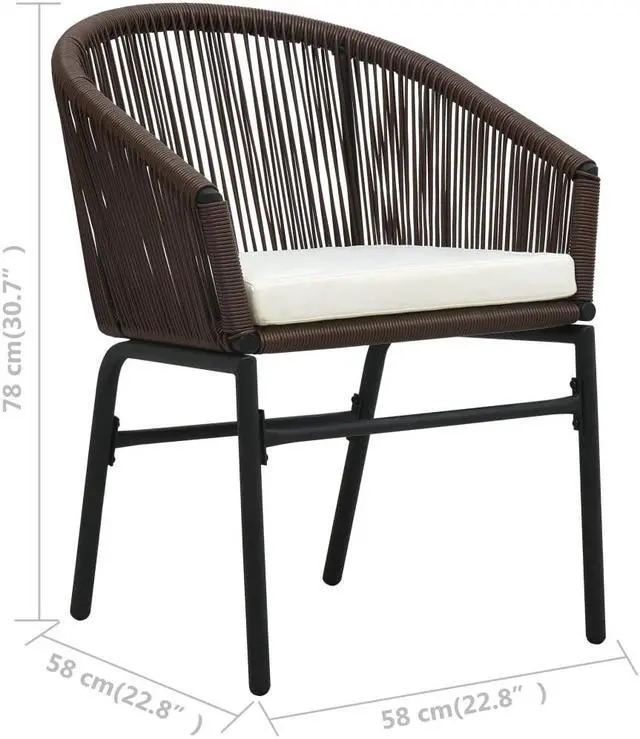 Alt view image 9 of 12 - vidaXL 3 Piece Bistro Set with Cushions PVC Rattan Brown