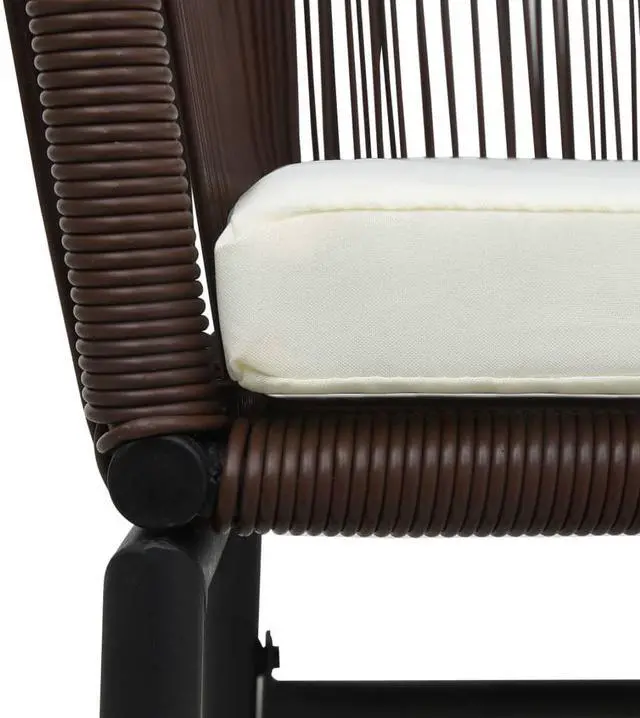 Alt view image 12 of 12 - vidaXL 3 Piece Bistro Set with Cushions PVC Rattan Brown