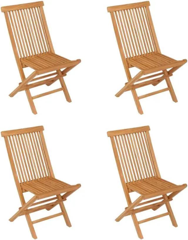 Alt view image 6 of 7 - vidaXL Patio Dining Set 5 Piece Outdoor Folding Table Chairs Solid Teak Wood