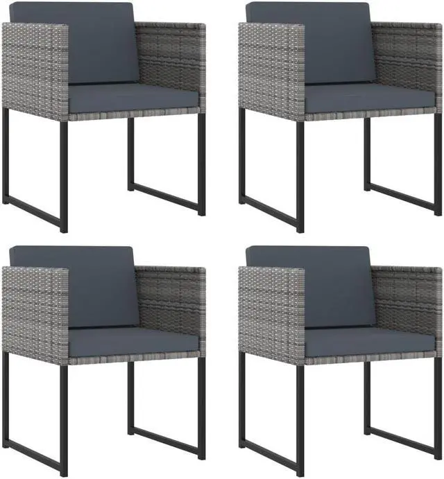 Alt view image 2 of 6 - vidaXL Patio Dining Set 9 Piece Outdoor Table and Chairs Poly Rattan Gray
