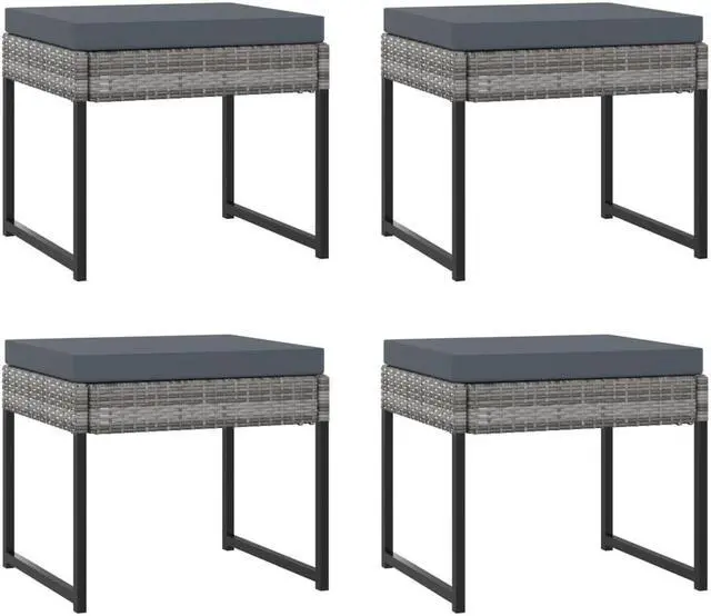 Alt view image 5 of 6 - vidaXL Patio Dining Set 9 Piece Outdoor Table and Chairs Poly Rattan Gray